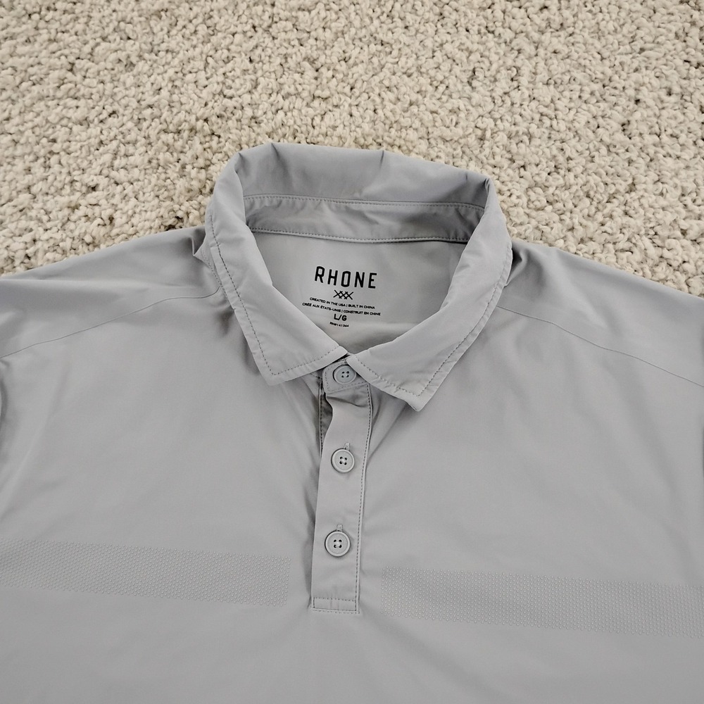 Rhone Shirt Mens Large Gray Golf Polo Performance Nylon Outdoor Short Sleeve